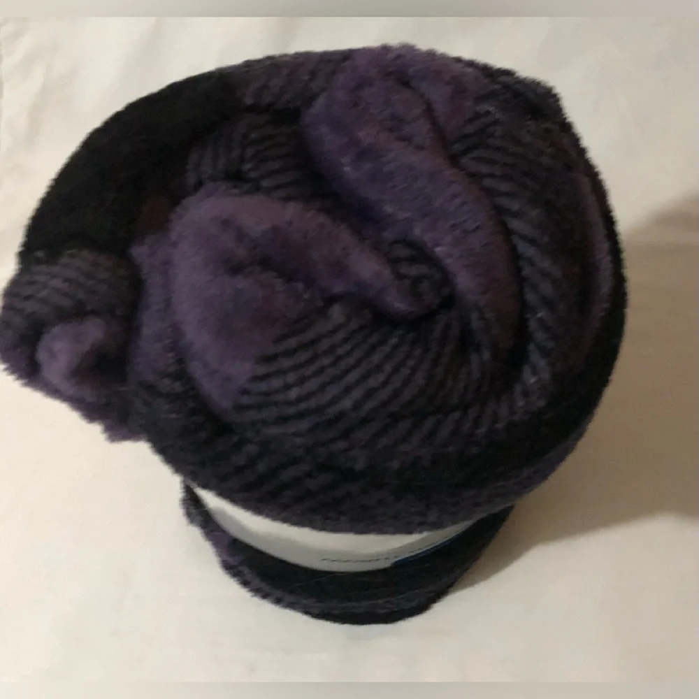 Plush Throw Blanket - Purple/Black plaid. 50”X60”